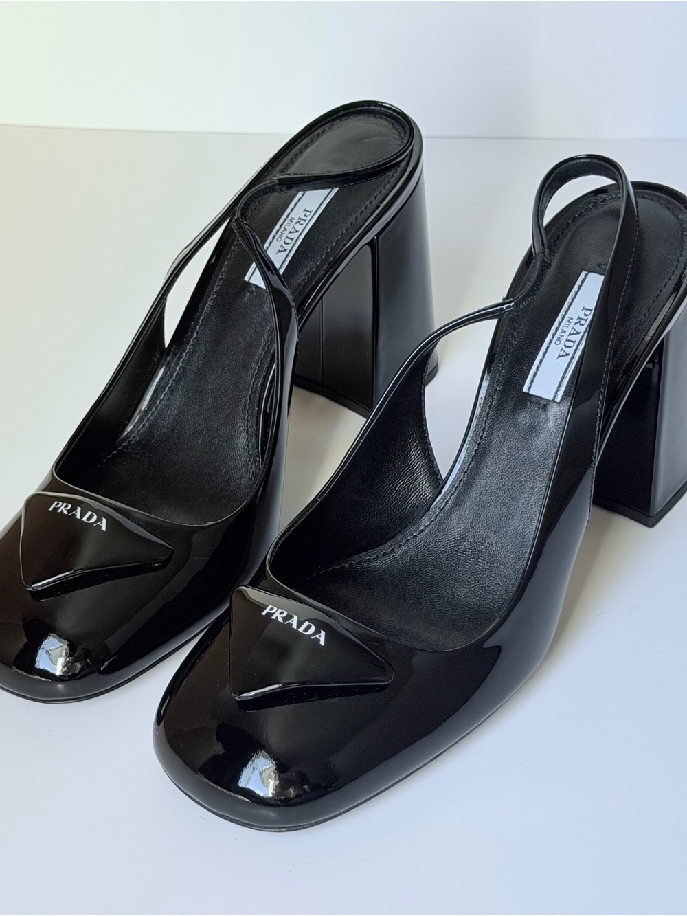Prada Vernice Patent Leather Slingback Pumps